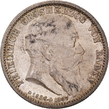Coin, German States, BADEN, Friedrich I, 2 Mark, 1907, AU(55-58), Silver, KM:278