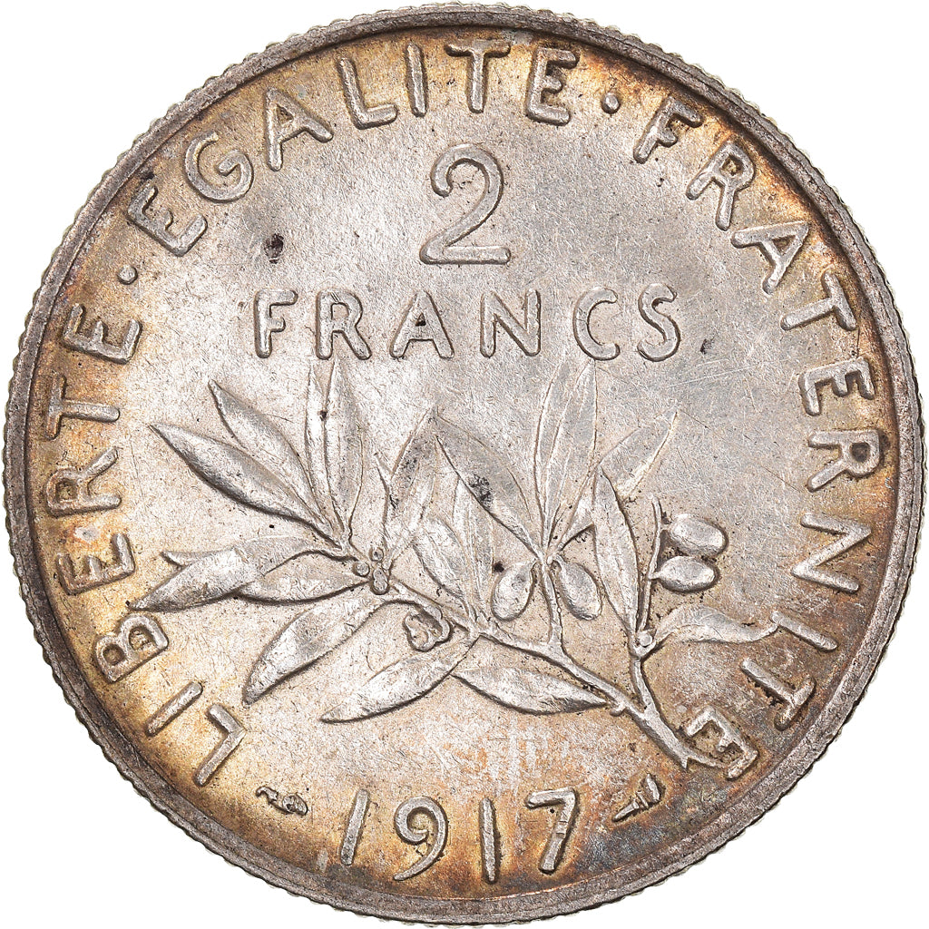 Coin, France, Semeuse, 2 Francs, 1917, Paris, EF(40-45), Silver, KM:845.1