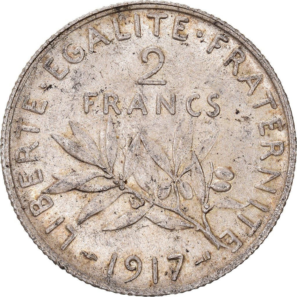 Monnaie, France, Semeuse, 2 Francs, 1917, Paris, TTB+, Argent, Gadoury:532