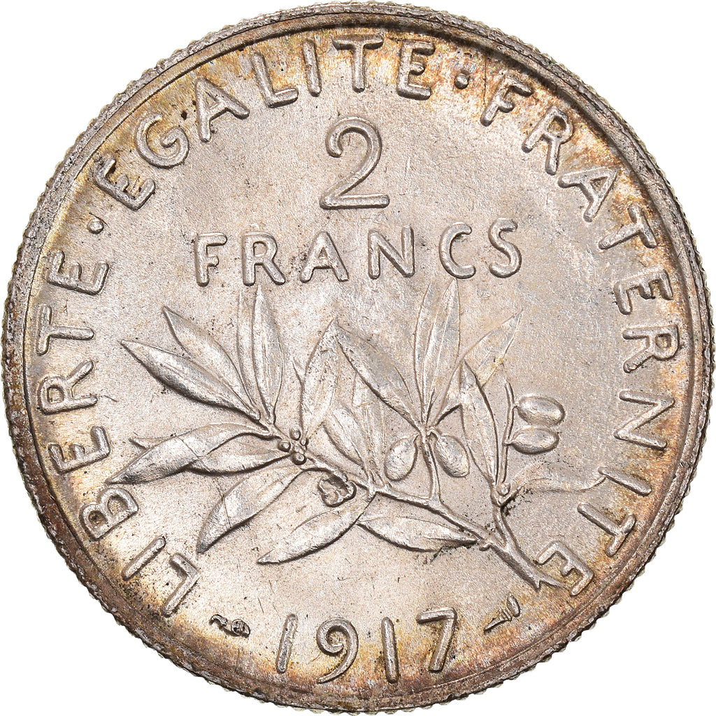 Monnaie, France, Semeuse, 2 Francs, 1917, Paris, SUP+, Argent, Gadoury:532