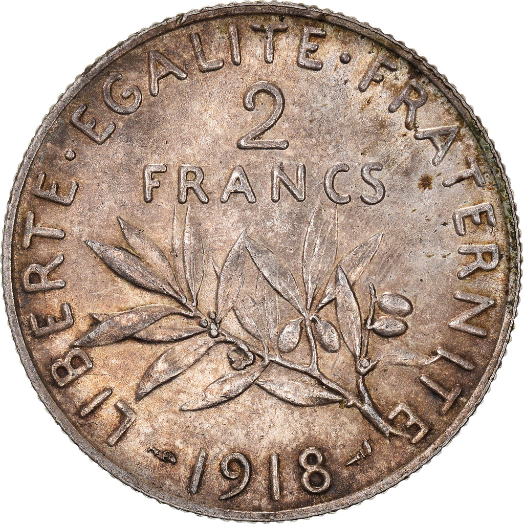 Coin, France, Semeuse, 2 Francs, 1918, Paris, MS(60-62), Silver, KM:845.1