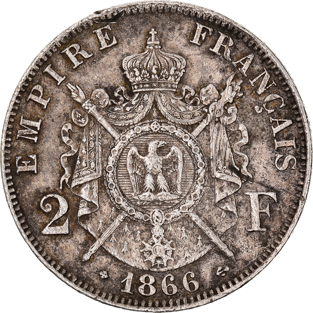Coin, France, Napoleon III, Napoléon III, 2 Francs, 1866, Strasbourg