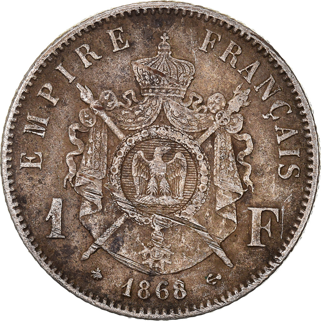 Moneta, Francja, Napoleon III, Napoléon III, Franc, 1868, Paris, VF(30-35)