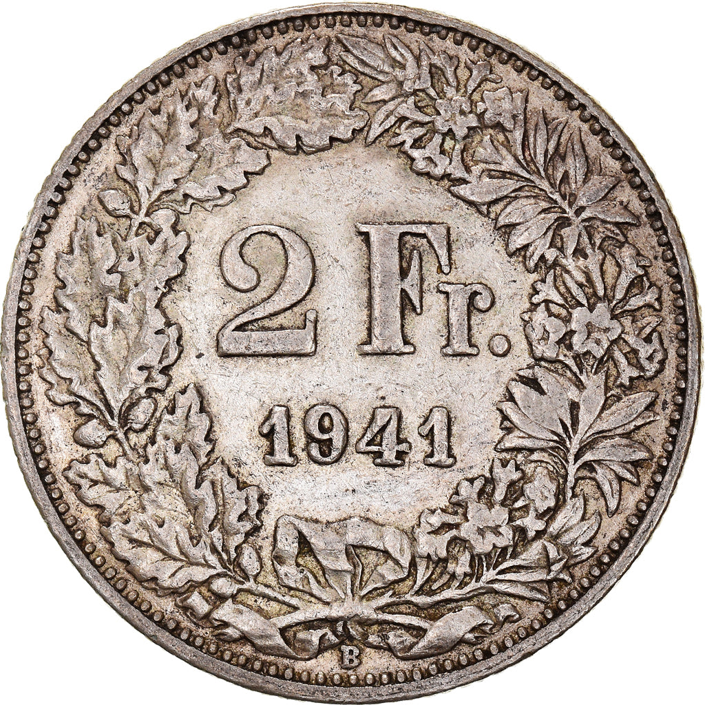 Coin, Switzerland, 2 Francs, 1941, Bern, EF(40-45), Silver, KM:21
