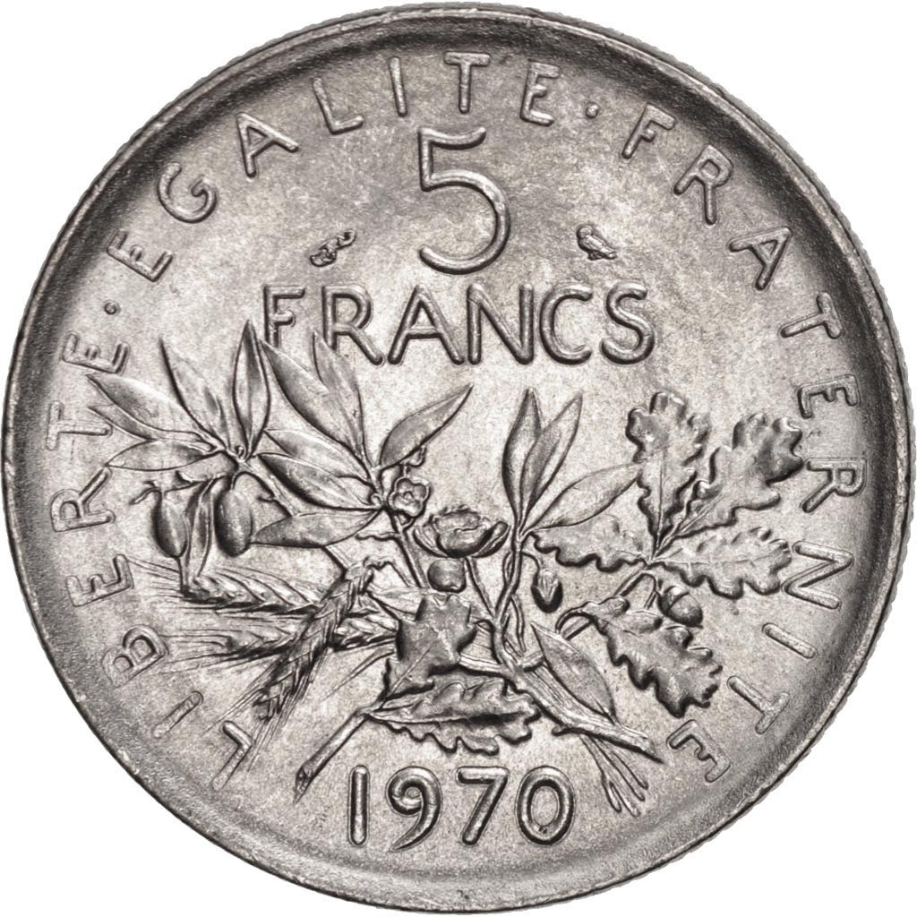 Coin, France, Semeuse, 5 Francs, 1970, MS(63), Nickel Clad Copper-Nickel