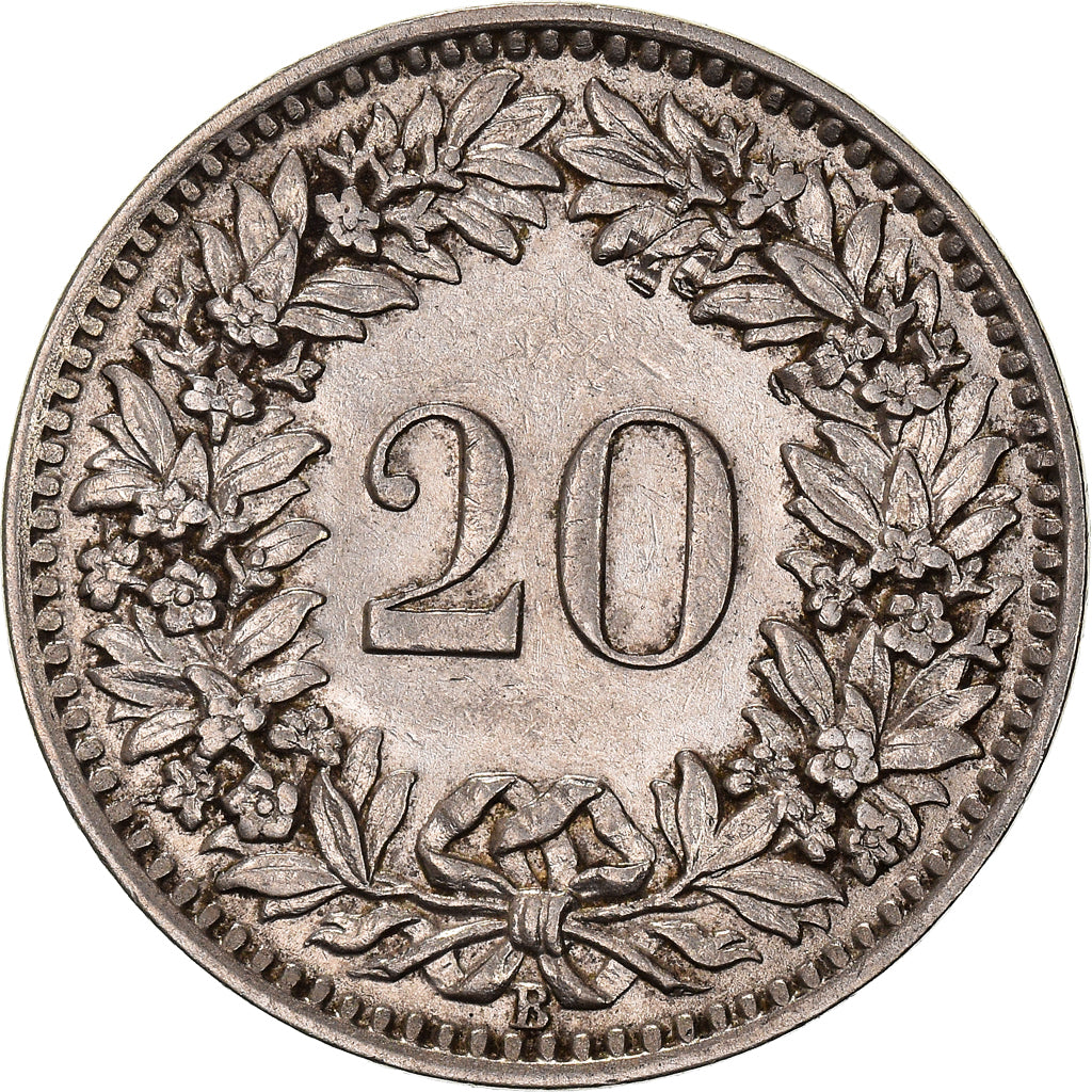 Coin, Switzerland, 20 Rappen, 1921, Bern, AU(50-53), Nickel, KM:29