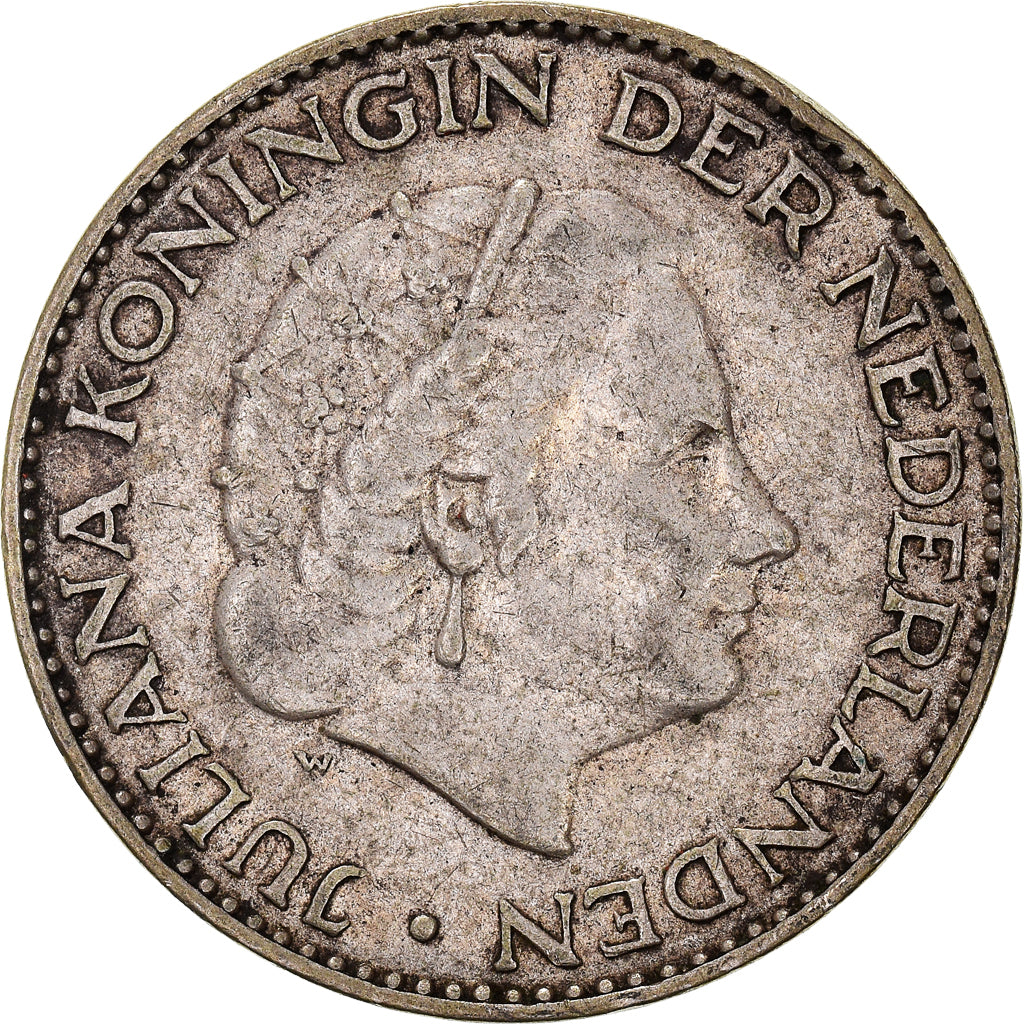 Coin, Netherlands, Juliana, Gulden, 1957, EF(40-45), Silver, KM:184