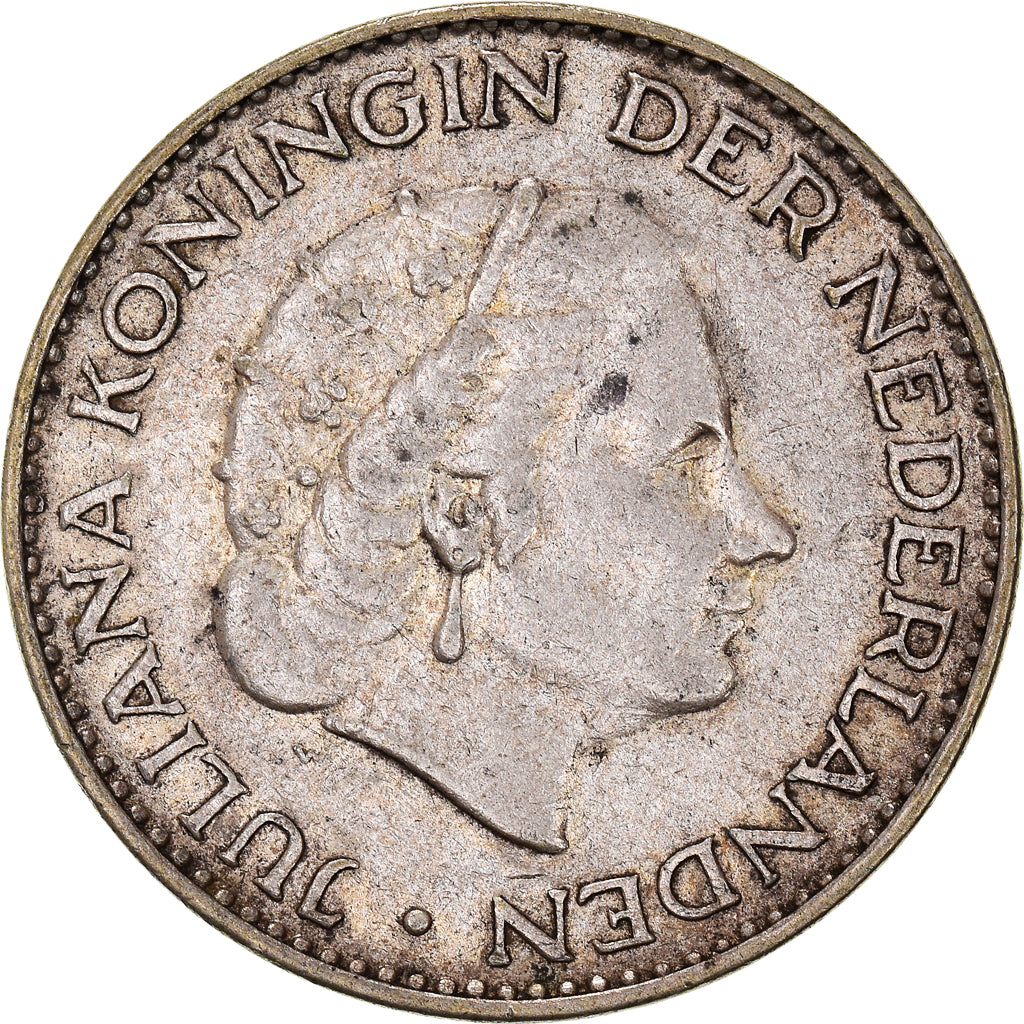 Coin, Netherlands, Juliana, Gulden, 1958, EF(40-45), Silver, KM:184