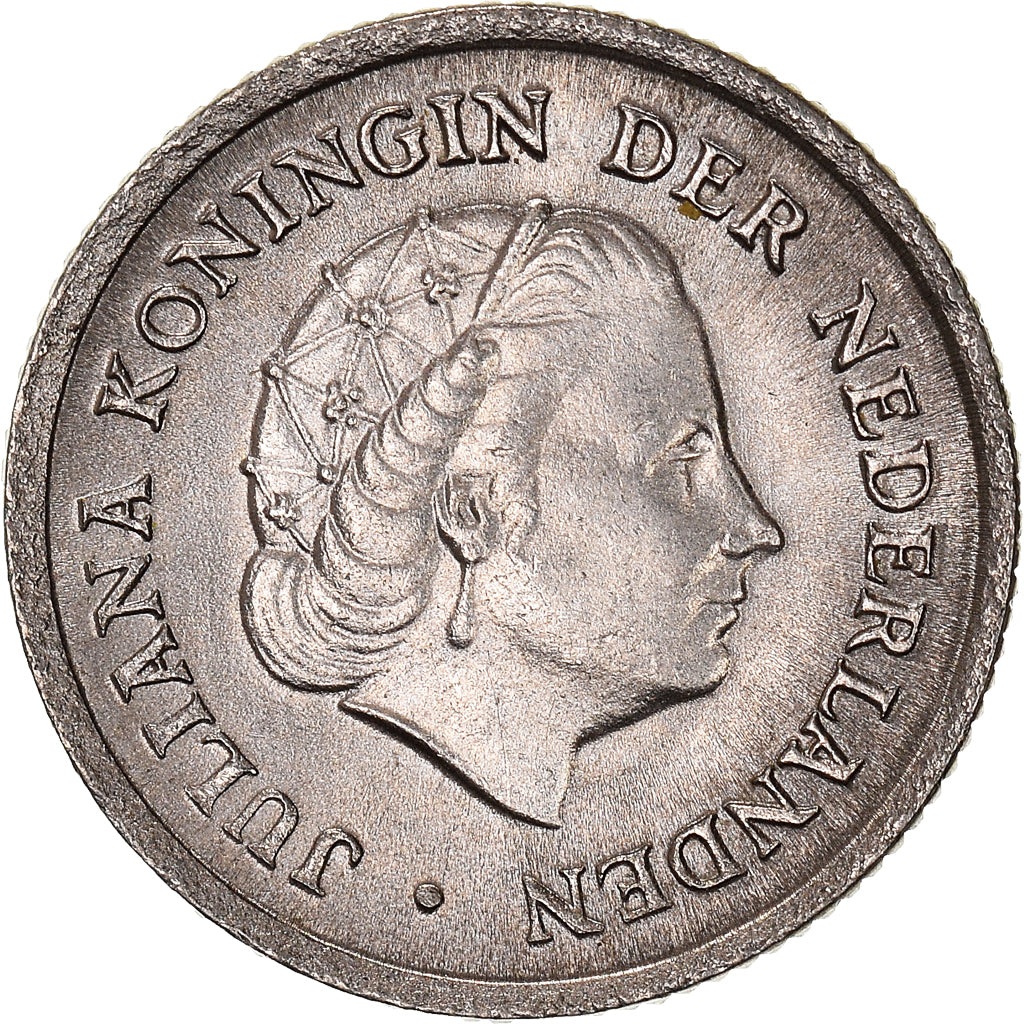 Coin, Netherlands, Juliana, 10 Cents, 1965, MS(63), Nickel, KM:182