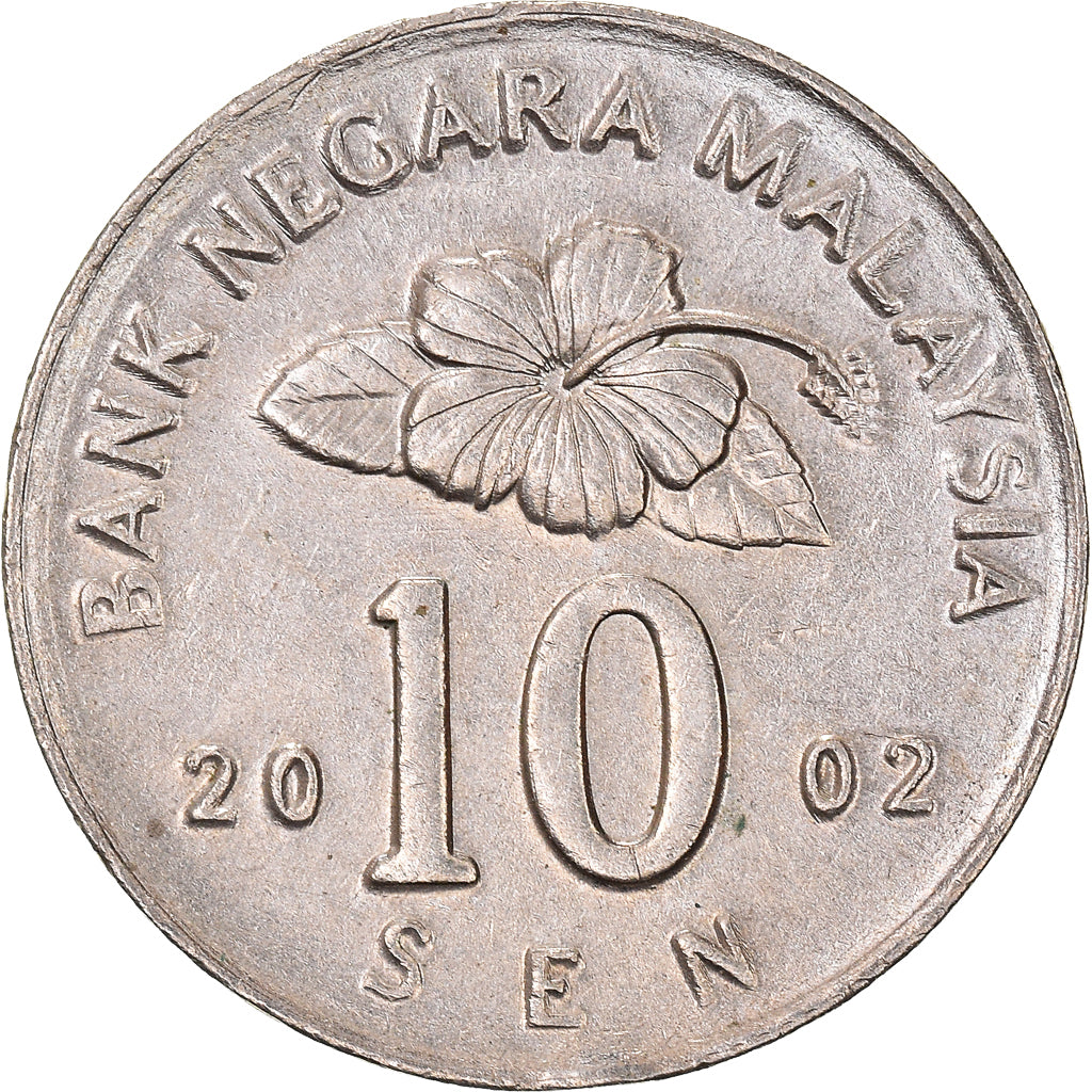 Coin, Malaysia, 10 Sen, 2002, AU(50-53), Copper-nickel, KM:51