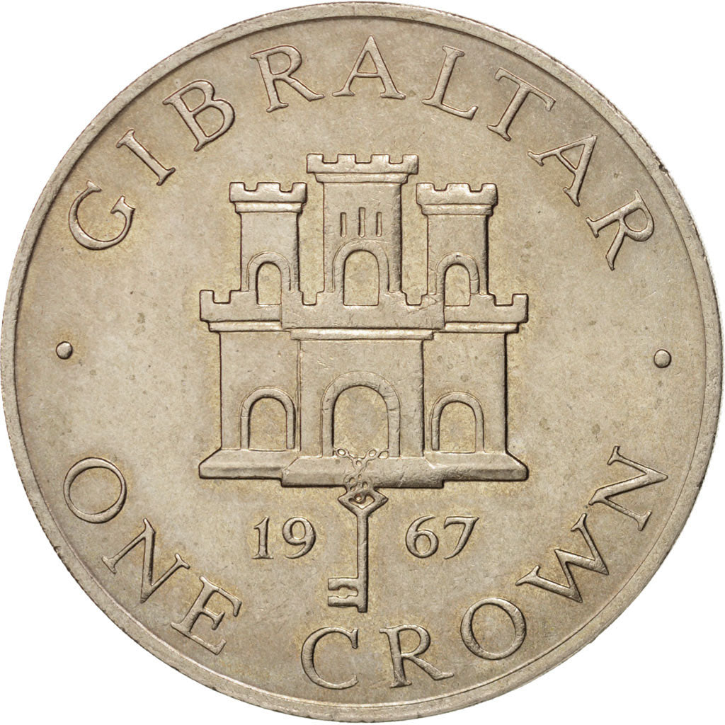 Gibilterra, Elizabeth II, Crown, 1967, SPL, Rame-nichel, KM:4