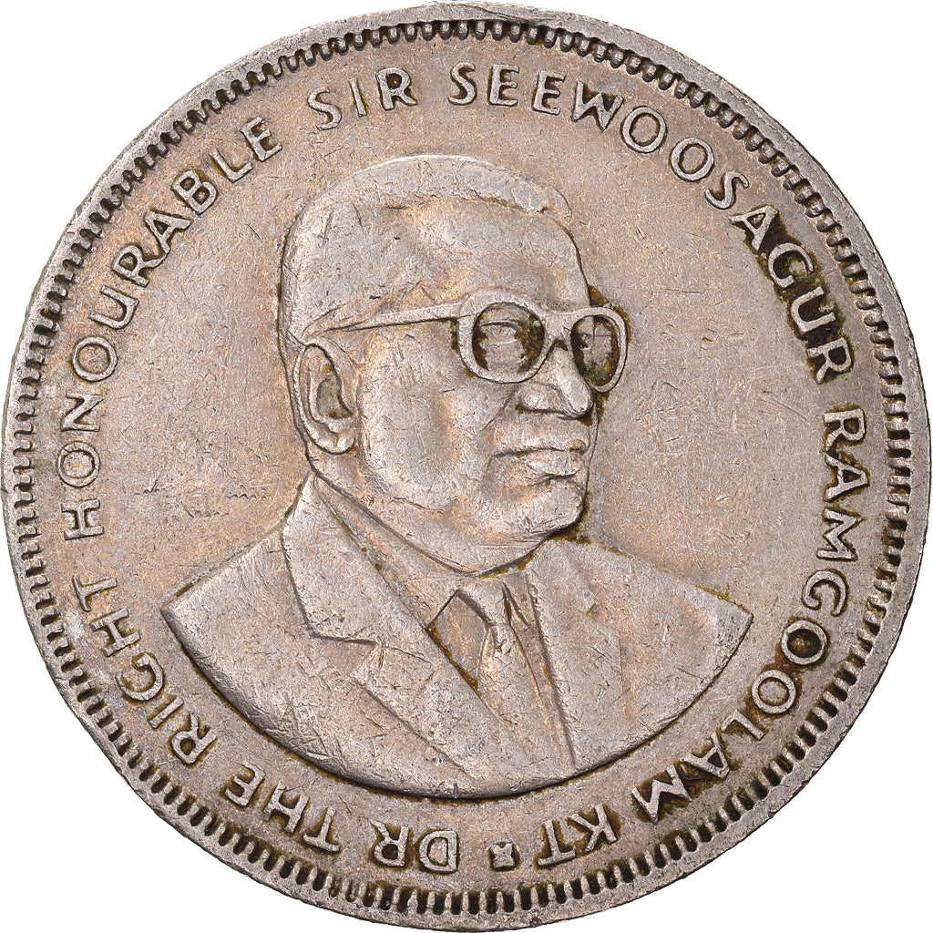 Coin, Mauritius, 5 Rupees, 1987, VF(30-35), Copper-nickel, KM:56