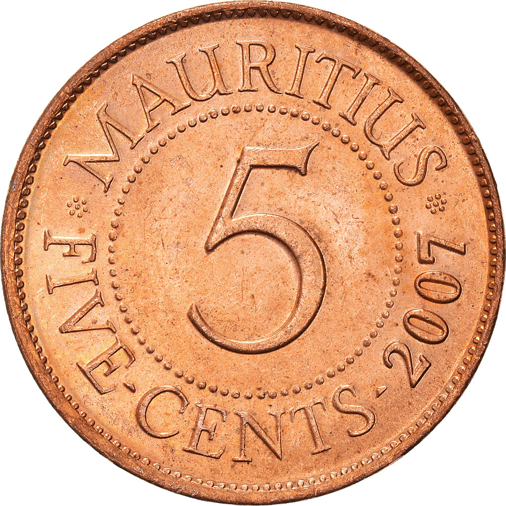 Coin, Mauritius, 5 Cents, 2007, MS(60-62), Copper Plated Steel, KM:52