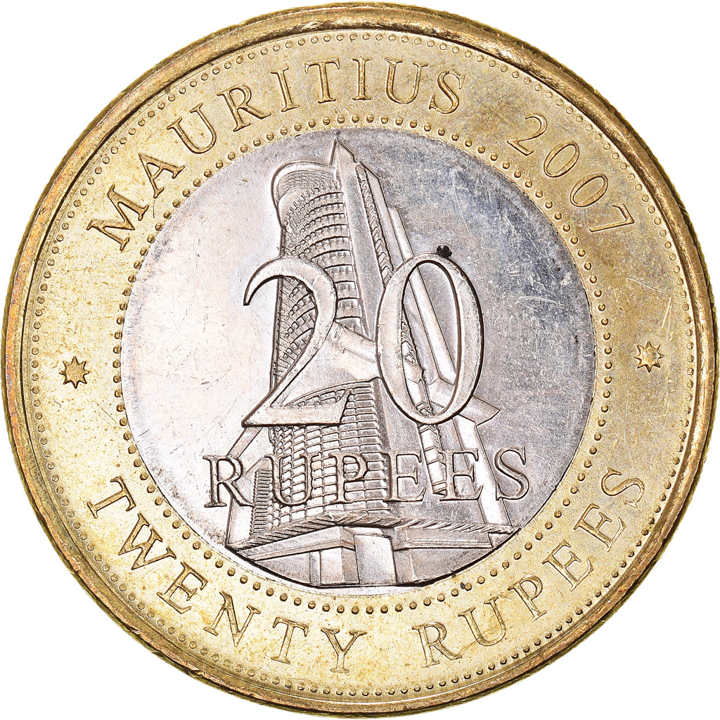 Münze, Mauritius, 20 Rupees, 2007, SS+, Bi-Metallic, KM:66