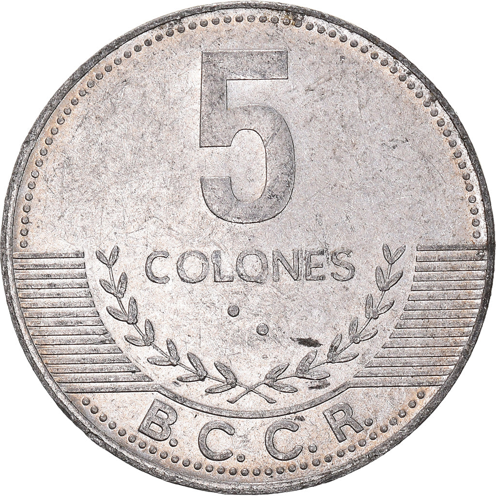 Moneda, Costa Rica, 5 Colones, 2008, BC+, Aluminio, KM:227b