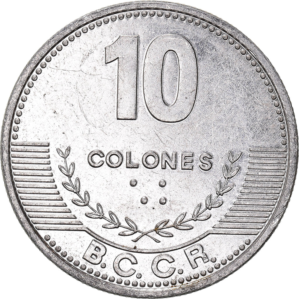 Monnaie, Costa Rica, 10 Colones, 2012, TTB+, Aluminium