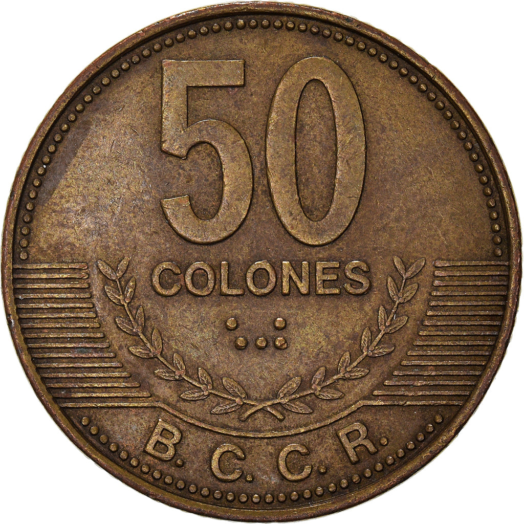Moneda, Costa Rica, 50 Colones, 2006, MBC, Latón chapado en acero, KM:231.1b