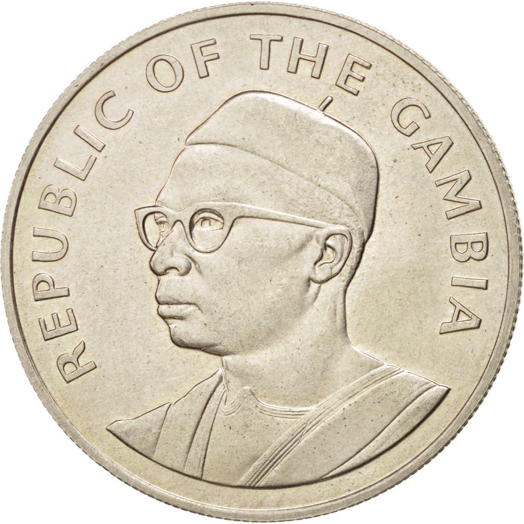 GAMBIA, 10 Dalasis, 1975, SPL, Argento, KM:16
