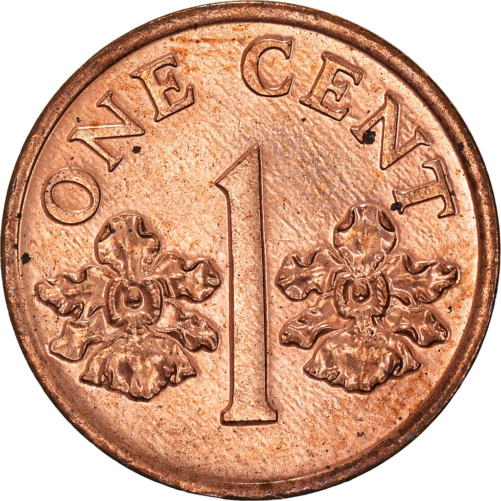 Coin, Singapore, Cent, 1995, Singapore Mint, MS(60-62), Copper Plated Zinc