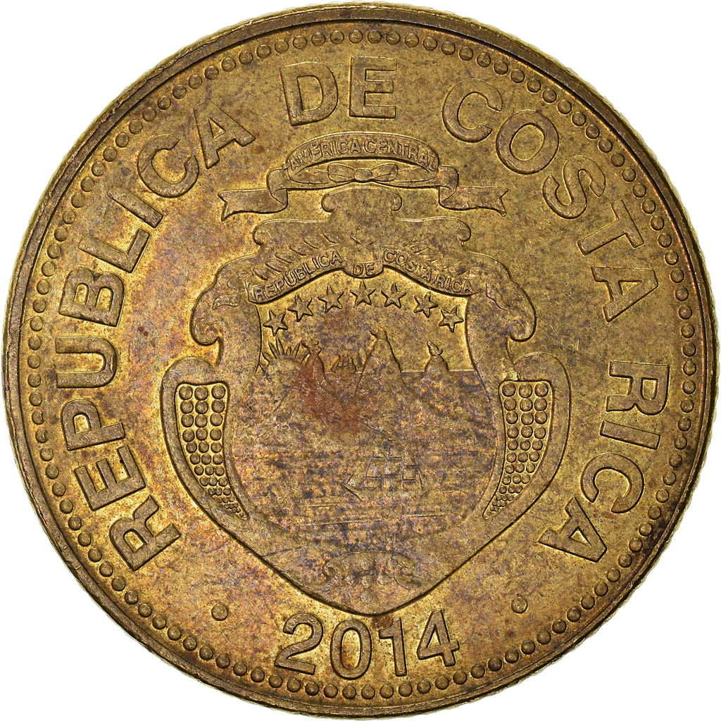 Moneda, Costa Rica, 100 Colones, 2014, MBC, Latón chapado en acero