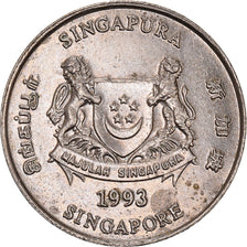 Coin, Singapore, 20 Cents, 1993, Singapore Mint, AU(50-53), Copper-nickel