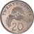 Coin, Singapore, 20 Cents, 1993, Singapore Mint, AU(50-53), Copper-nickel