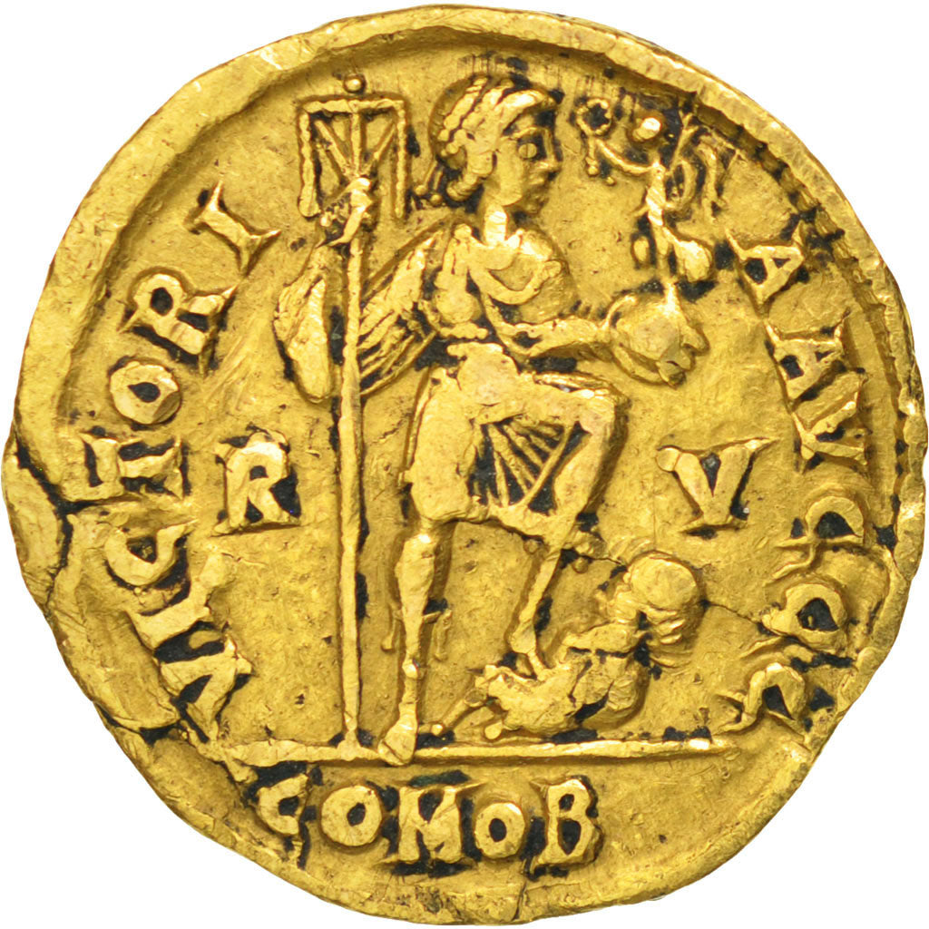 Theodosius II, Solidus, Ravenna, VF(20-25), Gold, RIC #1329, 4.40