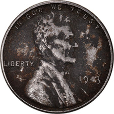 Monnaie, États-Unis, Lincoln Cent, Cent, 1943, U.S. Mint, Philadelphie, TB