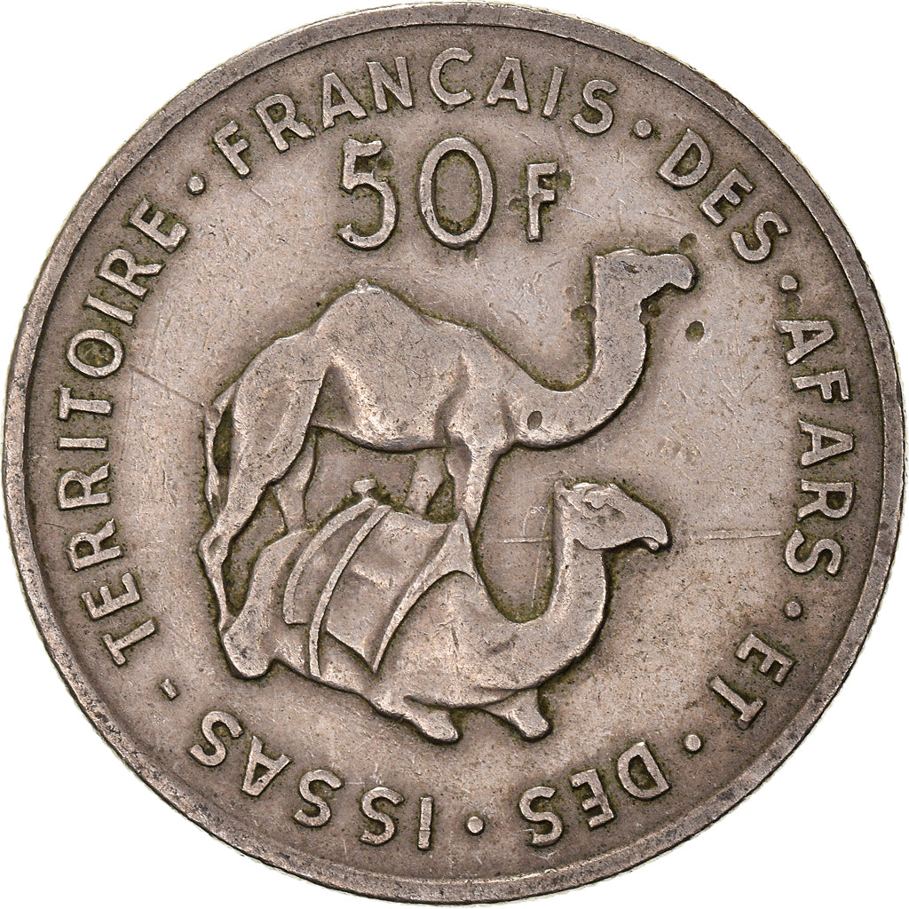 Moneta, AFARS E ISSAS FRANCESI, 50 Francs, 1970, Paris, MB+, Rame-nichel, KM:18