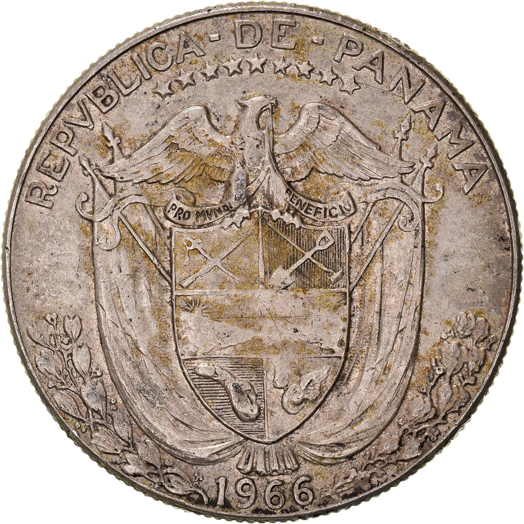 Moeda, Panamá, 1/2 Balboa, 1966, U.S. Mint, EF(40-45), Prata, KM:12a.1