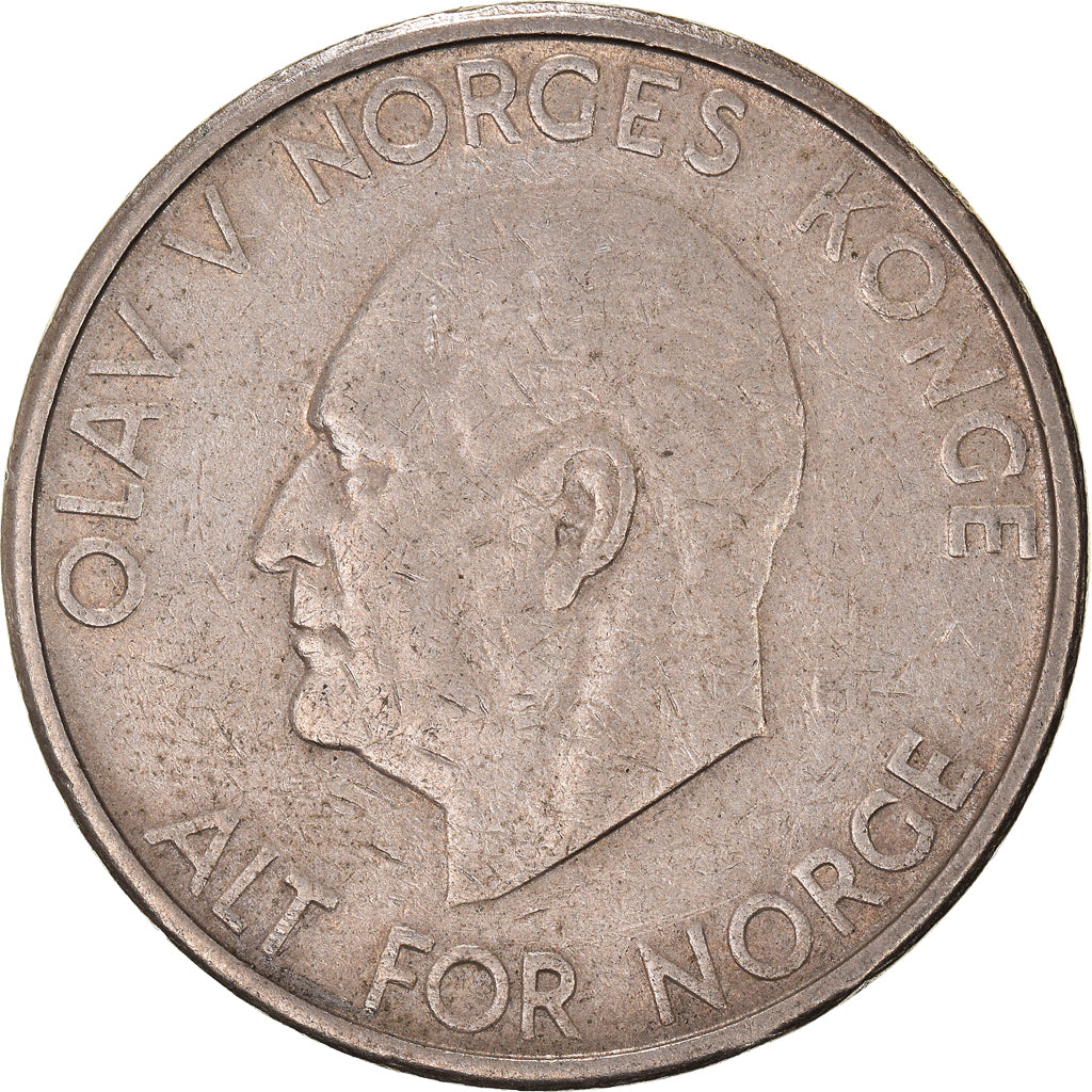 Coin, Norway, Olav V, 5 Kroner, 1966, VF(30-35), Copper-nickel, KM:412