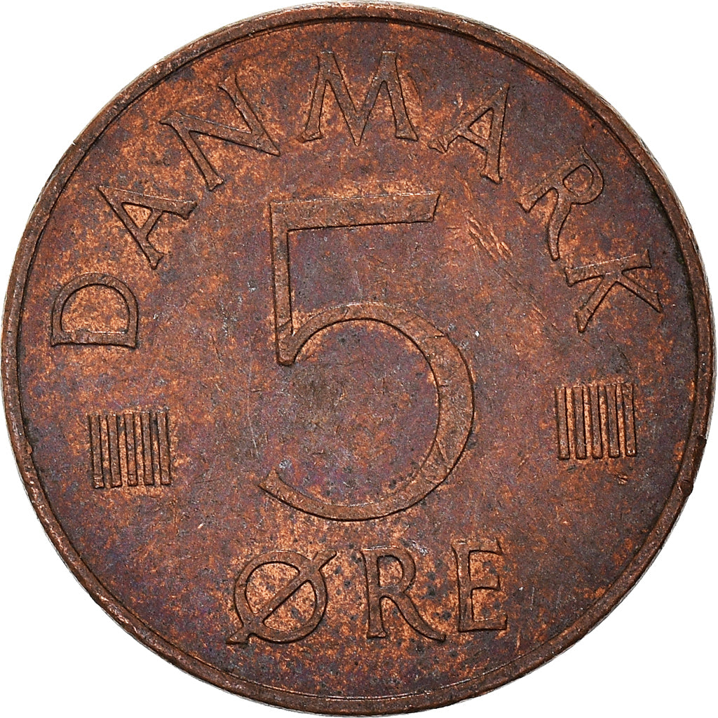 Coin, Denmark, Margrethe II, 5 Öre, 1977, Copenhagen, AU(50-53), Copper Clad