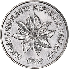 Coin, Madagascar, 2 Francs, 1989, Paris, AU(55-58), Stainless Steel, KM:9