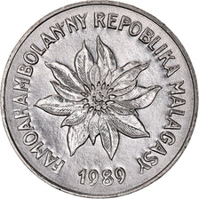 Coin, Madagascar, 5 Francs, Ariary, 1989, Paris, MS(63), Stainless Steel, KM:10