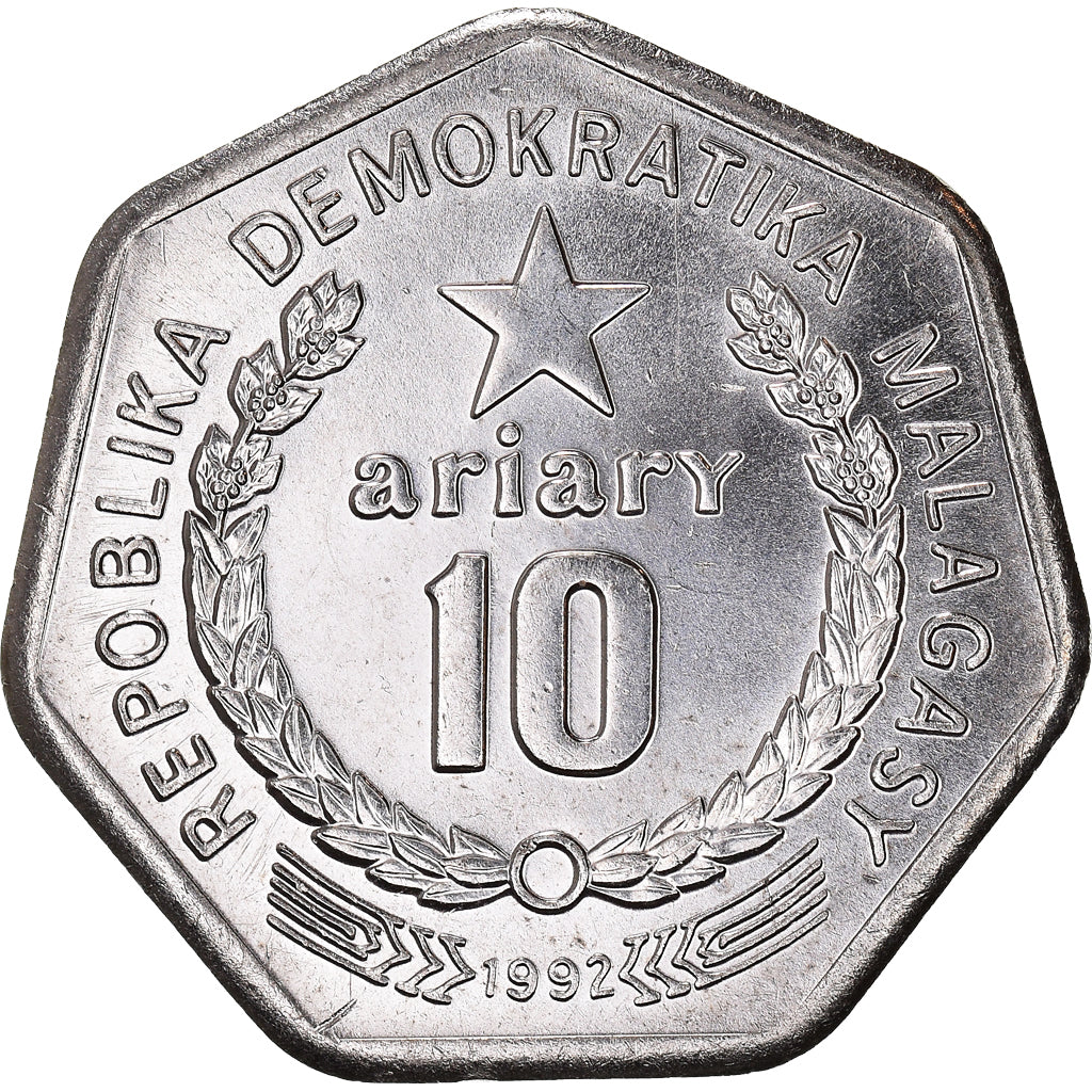 Monnaie, Madagascar, 10 Ariary, 1992, Royal Canadian Mint, SPL, Acier