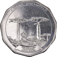 Moeda, Madagáscar, 50 Ariary, 1996, AU(55-58), Aço Inoxidável, KM:25.1