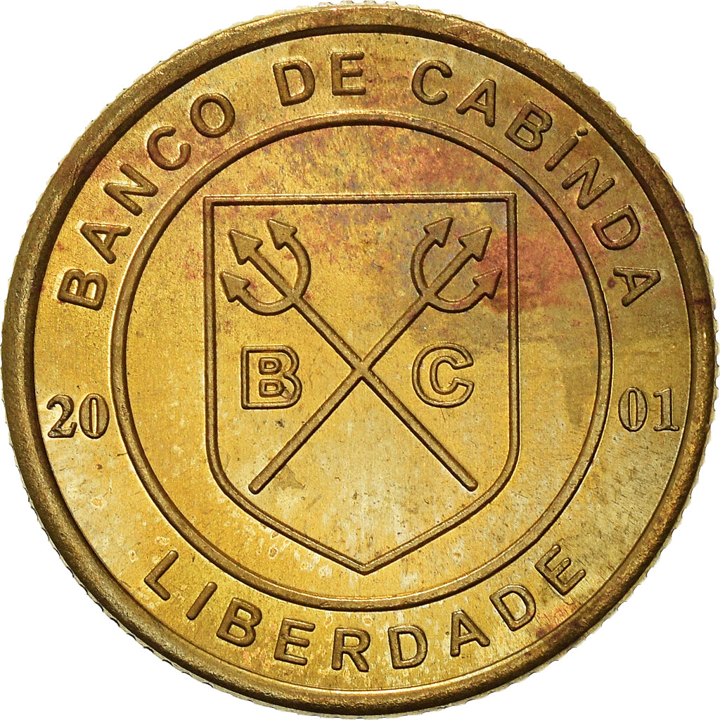 Coin, CABINDA, 5 Centavos, 2001, AU(50-53), Brass, KM:2