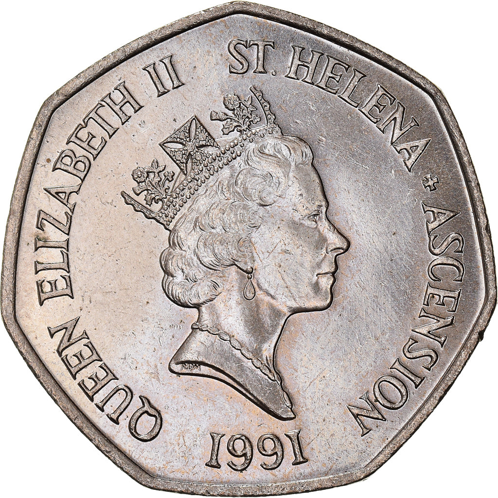 Coin, SAINT HELENA & ASCENSION, Elizabeth II, 50 Pence, 1991, British Royal