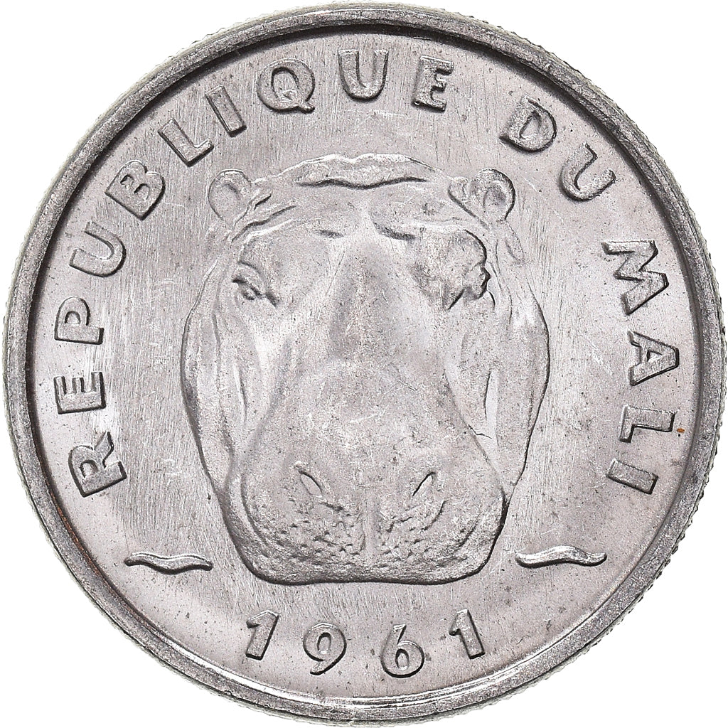 Moeda, Mali, 5 Francs, 1961, MS(60-62), Alumínio, KM:2