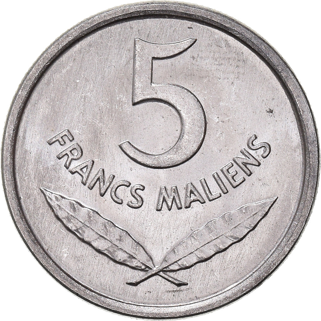 Moeda, Mali, 5 Francs, 1961, MS(60-62), Alumínio, KM:2