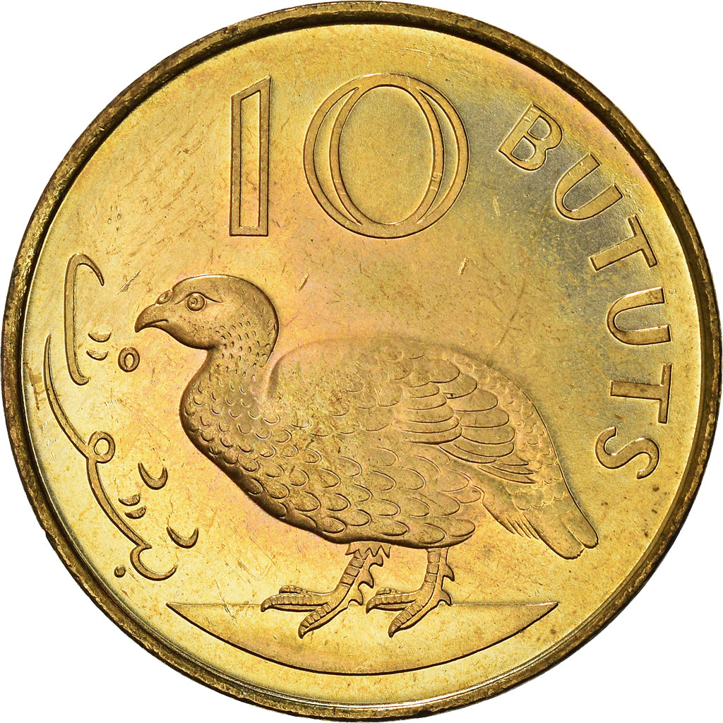 Moeda, GÂMBIA, 10 Bututs, 1998, AU(50-53), Aço Cromado a Latão, KM:56