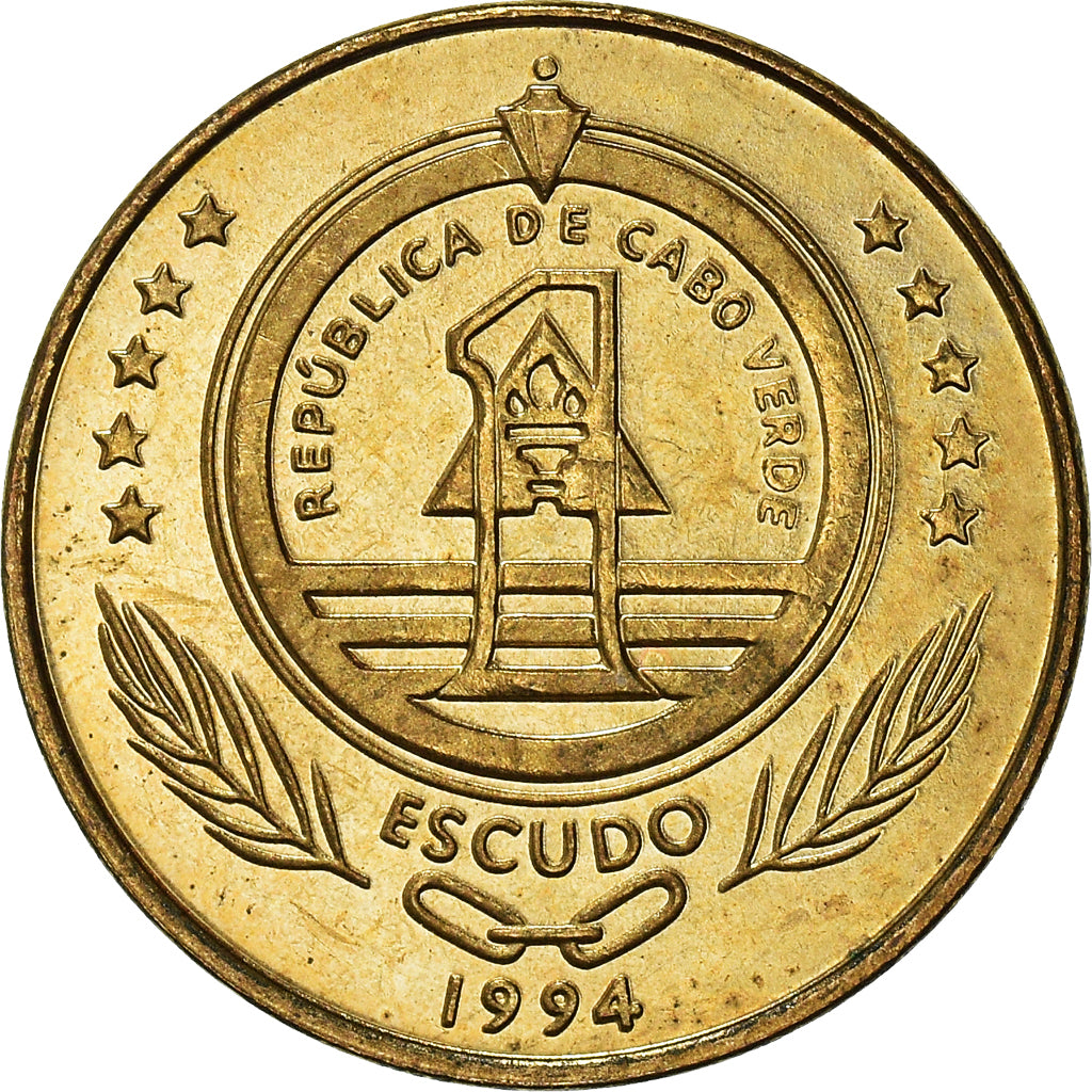 Coin, Cape Verde, Escudo, 1994, MS(60-62), Brass plated steel, KM:27