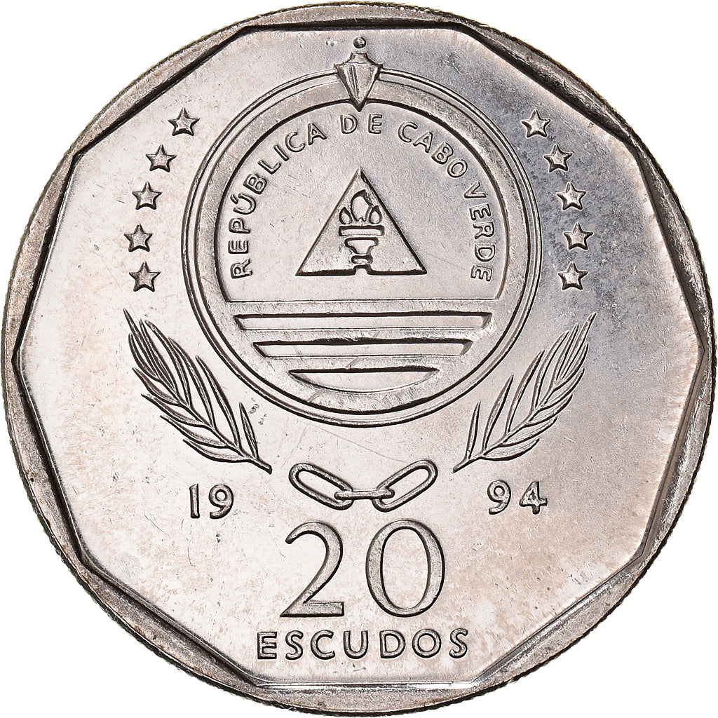 Monnaie, Cape Verde, 20 Escudos, 1994, TTB+, Nickel plaqué acier, KM:30
