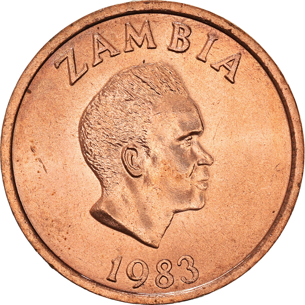 Coin, Zambia, 2 Ngwee, 1983, British Royal Mint, AU(55-58), Copper Clad Steel