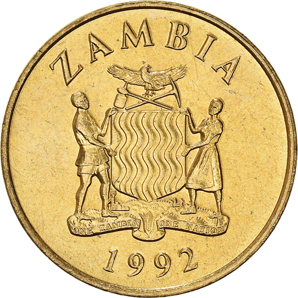 Coin, Zambia, Kwacha, 1992, British Royal Mint, AU(55-58), Brass, KM:38