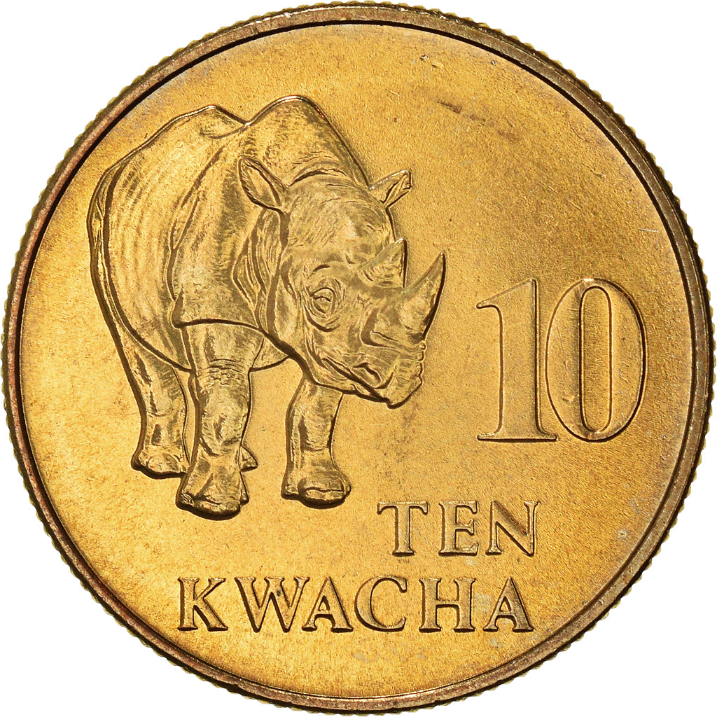 Münze, Sambia, 10 Kwacha, 1992, British Royal Mint, VZ, Messing, KM:32