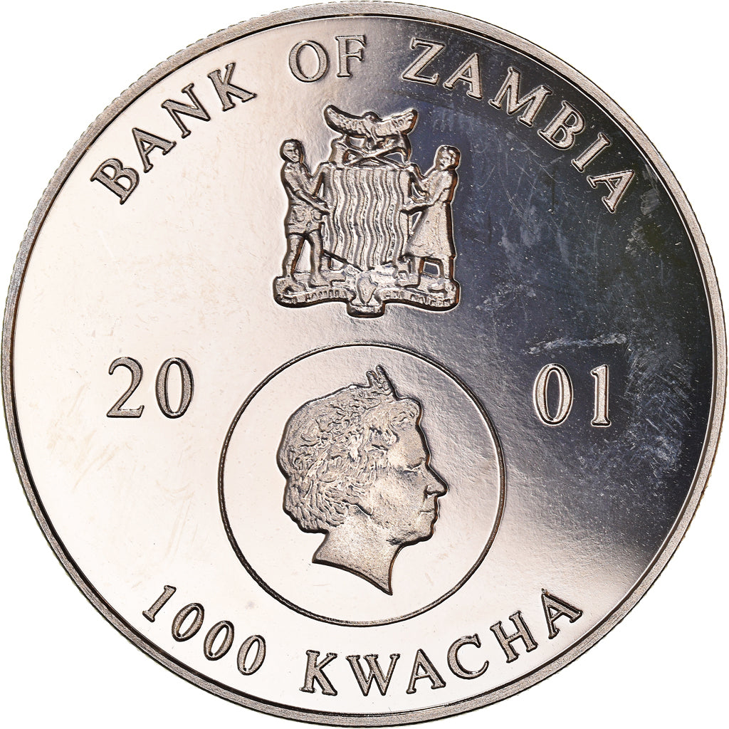 Moneta, Zambia, 1000 Kwacha, 2001, SPL, Rame-nichel, KM:87