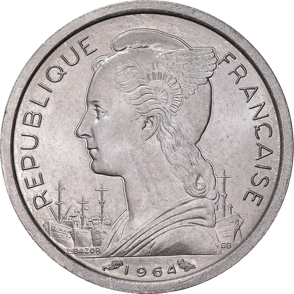 Coin, Comoros, Franc, 1964, Paris, MS(63), Aluminum, KM:4