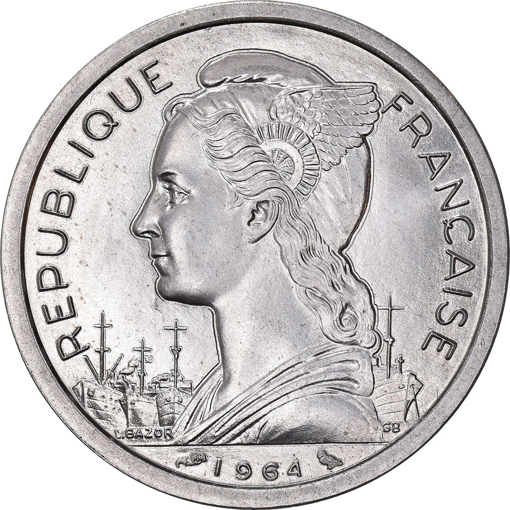 Coin, Comoros, 2 Francs, 1964, Paris, MS(64), Aluminum, KM:5