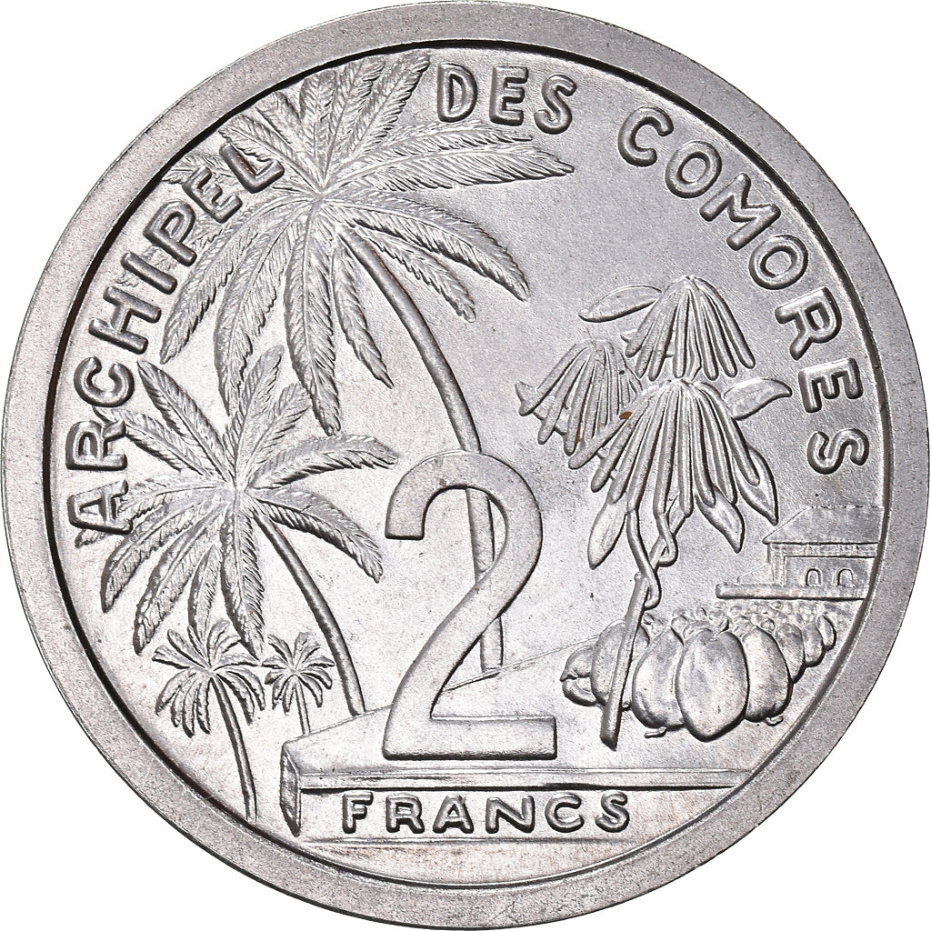 Coin, Comoros, 2 Francs, 1964, Paris, MS(64), Aluminum, KM:5